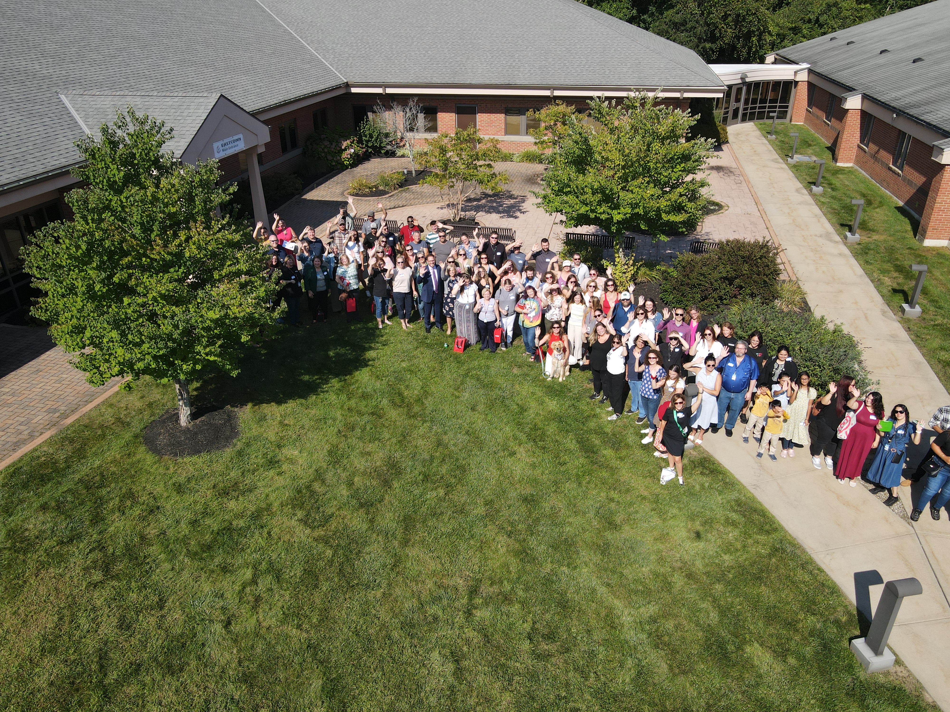 Drone view of EASTCONN employees